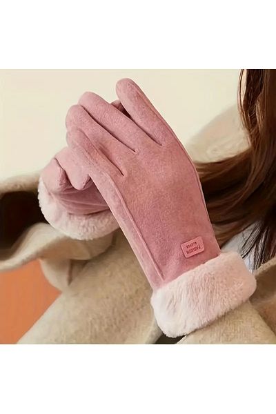 YAPIŞKAN STORE 1Pc Women's Winter Gloves, Fleece, Windproof Wrist Gloves
