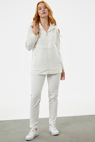 Sementa Καπιτονέ Λεπτομερής Φούτερ με κουκούλα - Εκρού