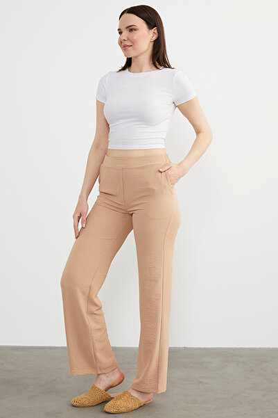 Sementa Comfortable Fit Draped Crepe Trousers - Beige