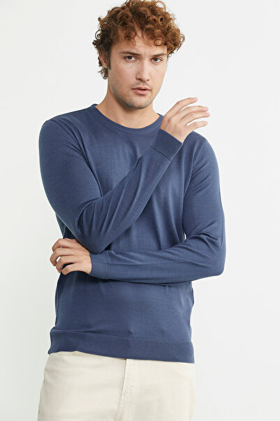 Sementa Чоловічий светр з круглим вирізом Basic Triko - Indigo