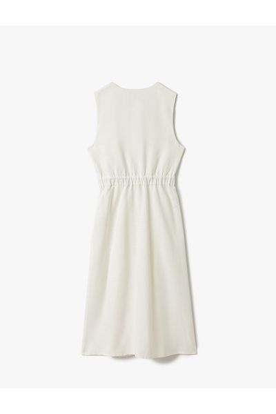 Koton Cotton Viscose Fabric A-Line Sleeveless Double Breasted Long Dress