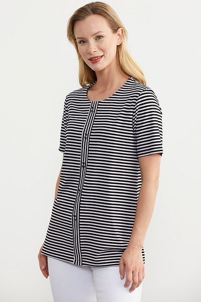 Sementa Tricou cu nasturi cu dungi negre