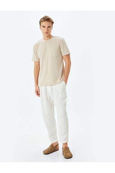 Koton Pocket Detail Crew Neck Regular Fit Cotton Blend Short Sleeve Basic T-Shirt