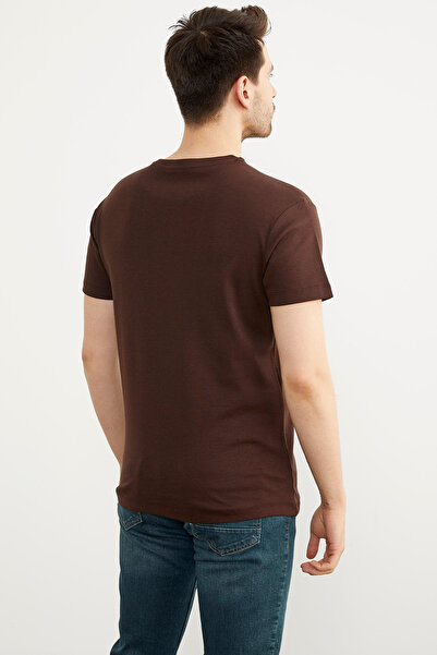 Sementa Τυπωμένο βαμβακερό μπλουζάκι με λαιμόκοψη - καφέ