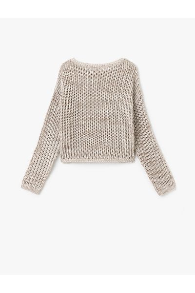 Koton Crew Neck Openwork Long Sleeve Knitwear Sweater