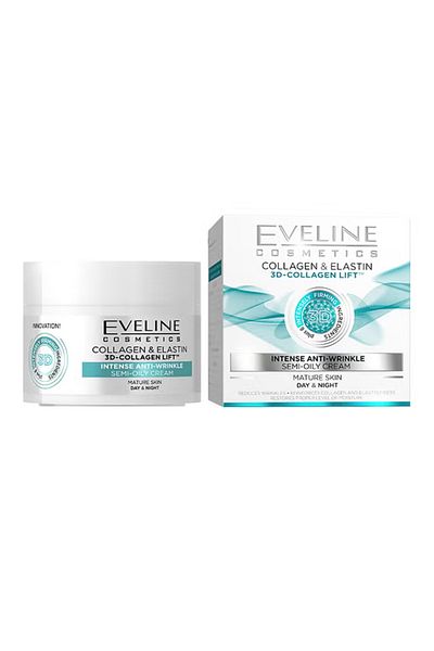 Eveline Cosmetics 3D-Collagen Lift Cream, Infused With Collagen And Elastin, Firms Mature Skin,50ml