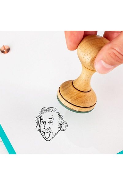NcK Gift Einstein Design Humorous Seal - Wooden Book Seal - Notebook Stamp