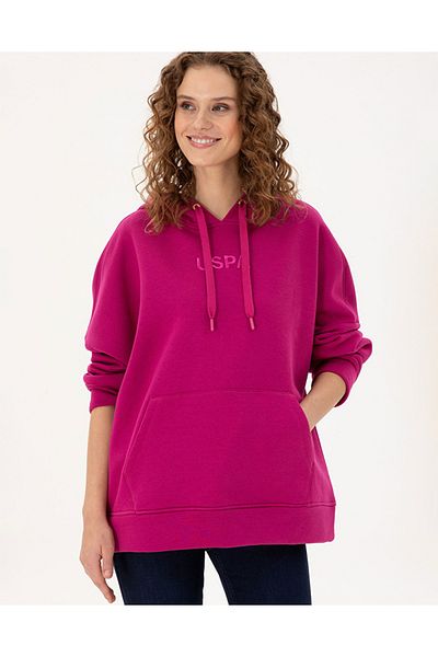 U.S. Polo Assn. U.S. Polo Assn. Oversize Fuchsia Women's Hooded Sweatshirt - Dmk. 1944236 .Radas