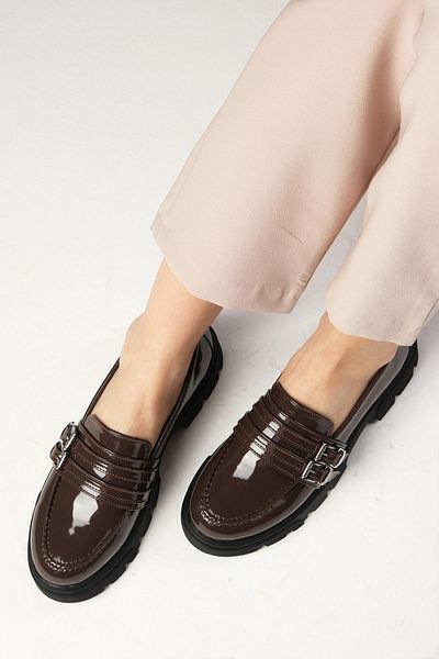 Mio Gusto Gaby Braune Loafer-Schuhe für Damen mit dicker Sohle