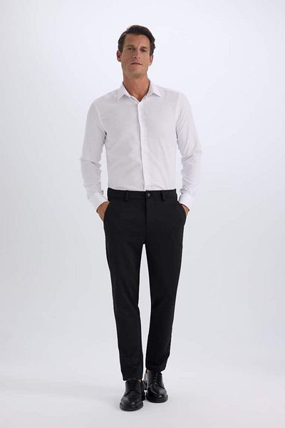 DeFacto Νέα σεζόν Slim Fit Slim Fit Polo γιακά Oxford Basic μακρυμάνικο πουκάμισο
