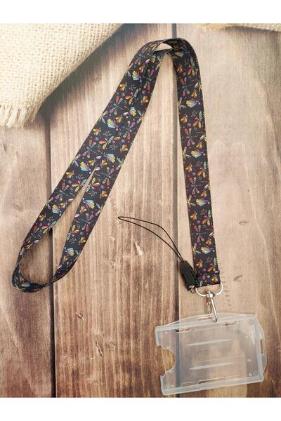 doktorbonem حزام بطاقة اليعسوب الأسود - حزام الهاتف مع الياقة والرقبة