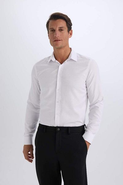 DeFacto Νέα σεζόν Slim Fit Slim Fit Polo γιακά Oxford Basic μακρυμάνικο πουκάμισο
