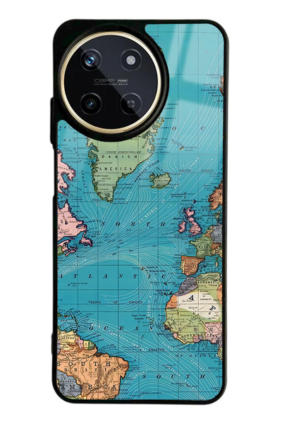 Spoyi Oppo Realme 11 Atlantic Map Tasarımlı Glossy Telefon Kılıfı
