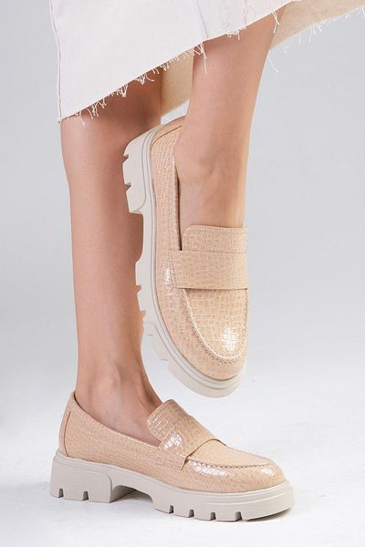 Mio Gusto Andrea Skin Color Thick Soled Women's Loafer Shoes