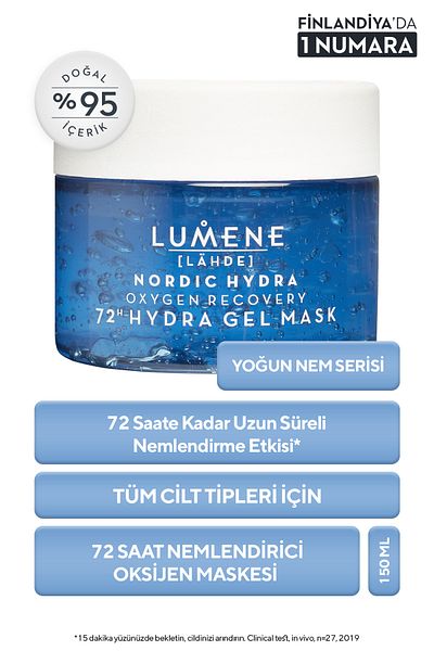 LUMENE Oxygen Recovery 72h Hydra Gel Mask - 72h Moisturizing Oxygen Mask 150ml