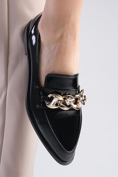 Mio Gusto Aileen Black Women's Loafer - Casual Flat Shoes