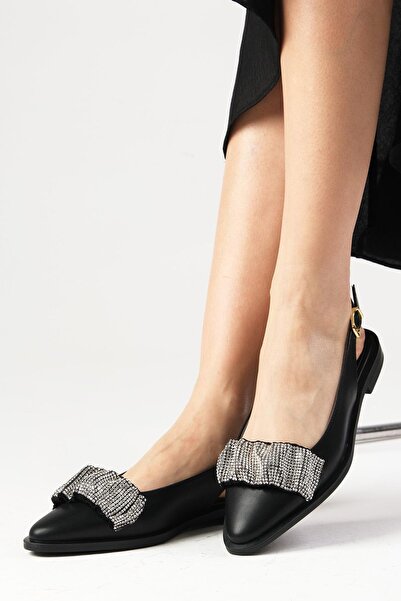 Mio Gusto Aisha Black Color Women's Ballerina Daily Flat Shoes