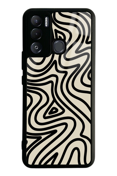 Spoyi Tecno Pova Neo Bej Geometrik Tasarımlı Glossy Telefon Kılıfı