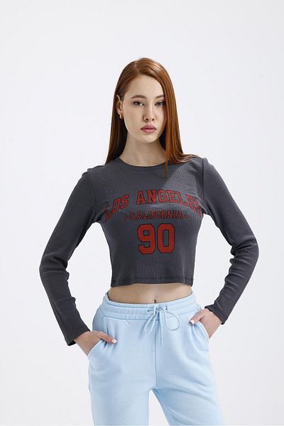 Miss Murem Los Angeles Print Blouse-Anthracite