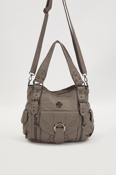 Levidor Gray Eyelet Detailed Shoulder Bag