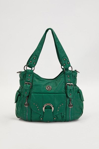 Levidor Green Eyelet Detailed Shoulder Bag