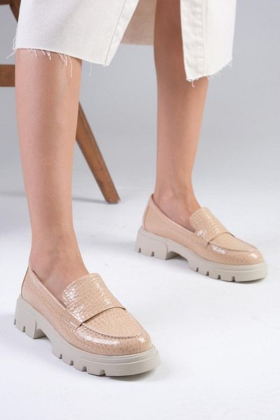 Mio Gusto Andrea Skin Color Thick Soled Women's Loafer Shoes