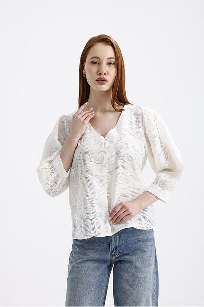 Miss Murem Ecru Arya Lace Blouse