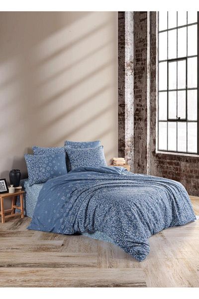 Nevresim Dünyası Ranforce Double Duvet Cover Set - Delicate Dark Blue Duvet Cover World