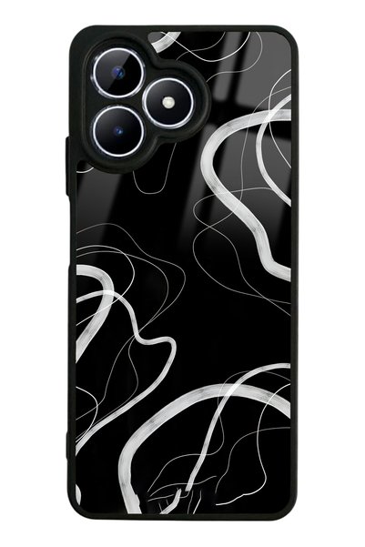 Spoyi Oppo Realme Note 50 Black Wave Design Glossy Phone Case