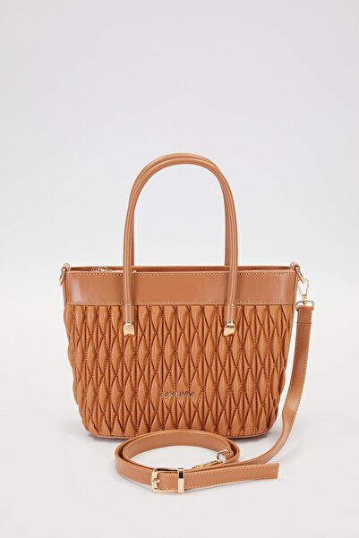 Levidor Camel Embossed Diamond Pattern Handbag