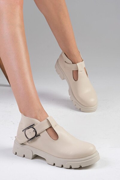 Mio Gusto Γυναικείο Loafer με χοντρή σόλα σε μπεζ χρώμα Norma