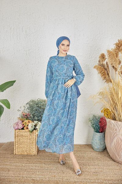 Nissra Ankanoor Ethnic Patterned Chiffon Dress Anka 251002