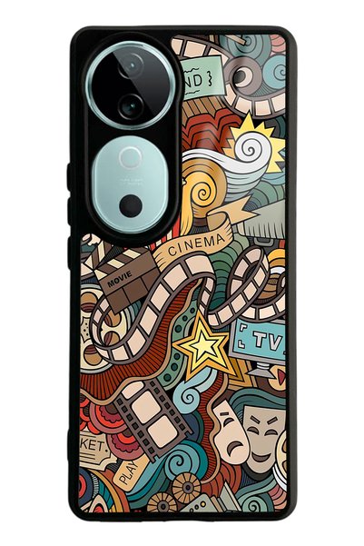 Spoyi Vivo V40 Glossy Phone Case with Retro Cinema Design