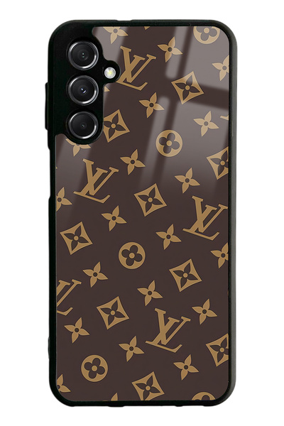 Spoyi Samsung M34 Kahverengi LV Tasarımlı Glossy Telefon Kılıfı