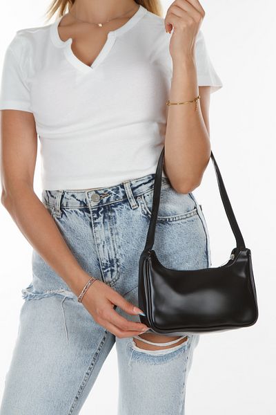 Newish Black Women's Shoulder Bag - Baguette Bag