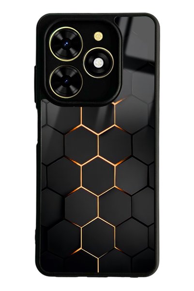 Spoyi غلاف هاتف لامع بتصميم كربوني أصفر لهاتف Tecno Spark Go 2024