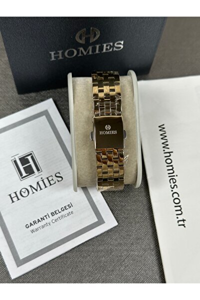 Homies kare kasa kadın kol saati full gold renk 2 yıl garantili su geçirmez