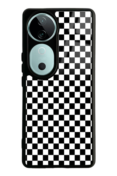 Spoyi Vivo V40 Glossy Phone Case with Checkered Design