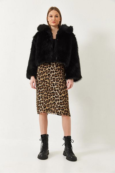Bianco Lucci Women's Collared Faux Fur Lined Coat 38120 60251969