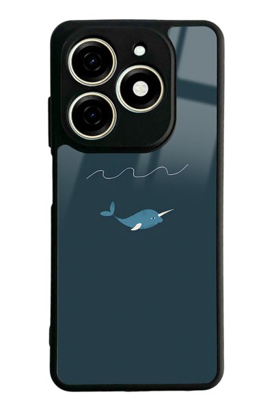 Spoyi Tecno Spark 20 Doodle Fish Design Glossy Phone Case