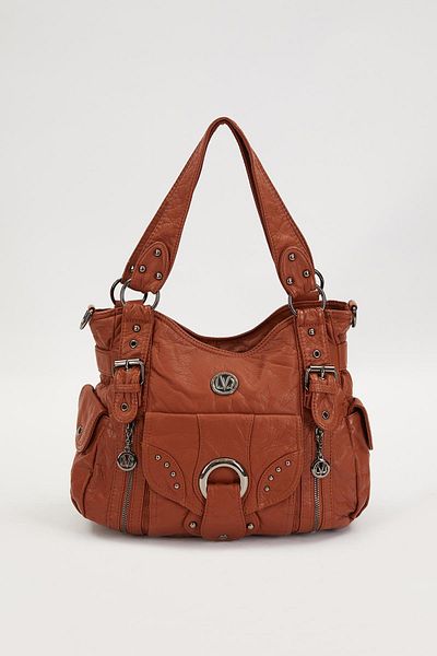 Levidor Orange Eyelet Detailed Shoulder Bag