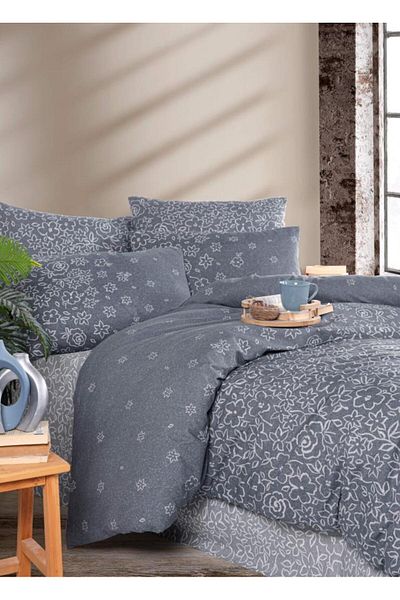 Nevresim Dünyası Ranforce Double Duvet Cover Set - Delicate Gray Duvet Cover World