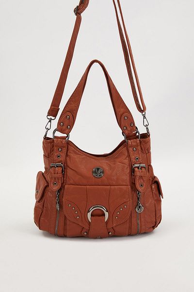 Levidor Orange Eyelet Detailed Shoulder Bag