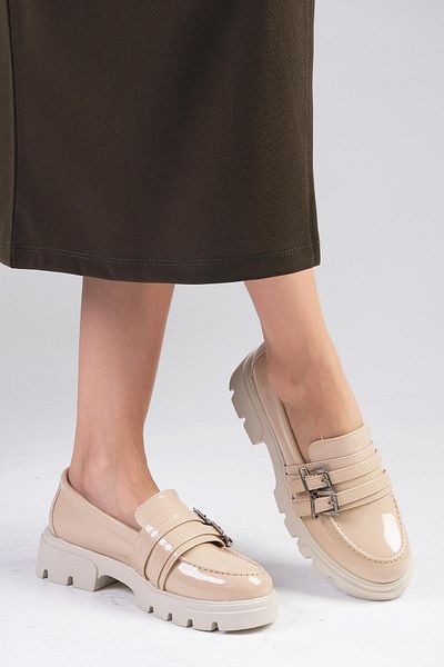 Mio Gusto Gaby Hautfarbene Loafer-Schuhe für Damen mit dicker Sohle