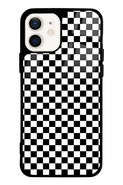 Spoyi iPhone 12 Damalı Tasarımlı Glossy Telefon Kılıfı