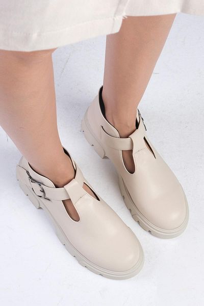 Mio Gusto Beige Norma Color Thick Sole Women's Loafer