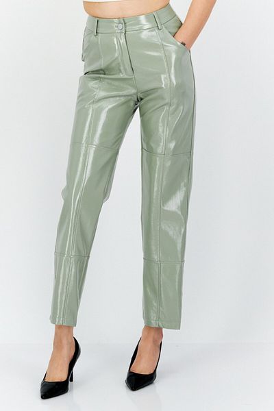 4th & Reckless Women Petite Straight Leg Solid Leather Pants, Sage