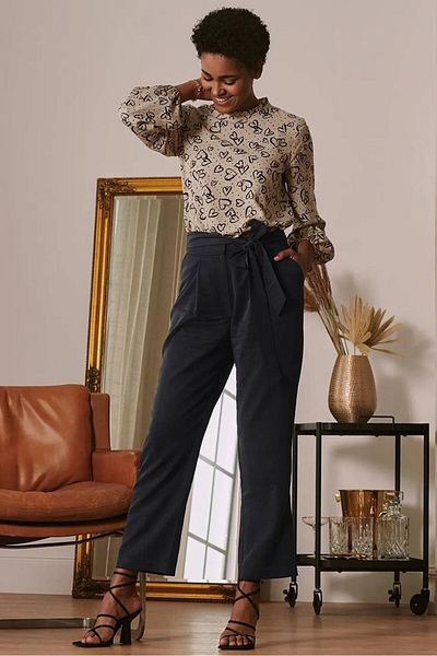 Tchibo Women Straight Leg Plain Casual Pants, Black
