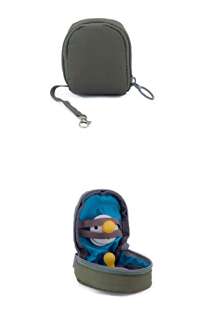 MUCCO Haki Su Geçirmez Bondit Kumaş 2'li İçi Lastikli Emzik Saklama Çantası