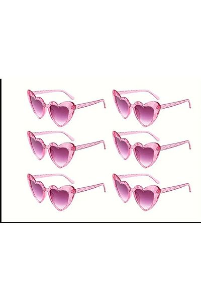 Store Set of 6 Heart Shaped Purple Glitter Party Glasses